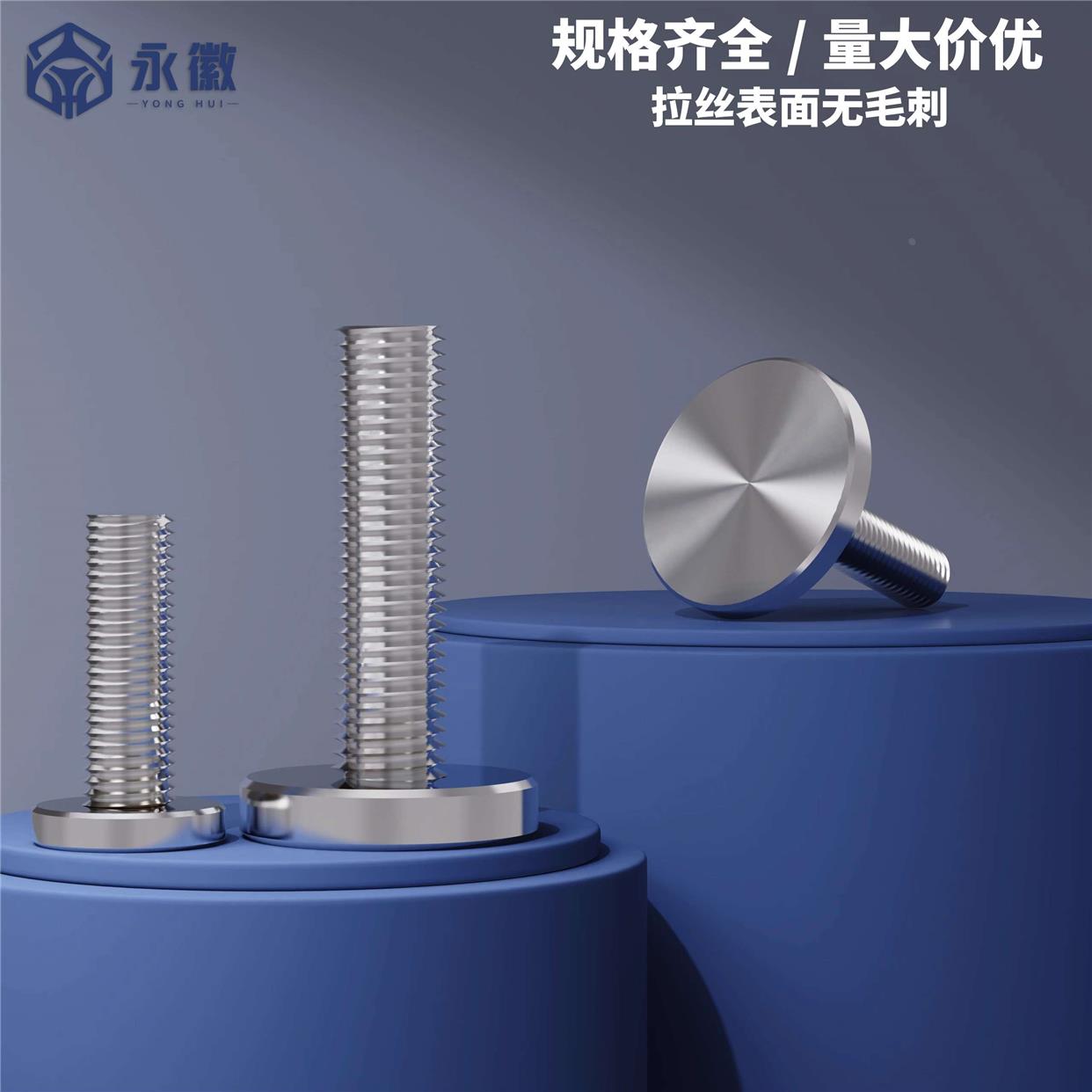 304不锈钢广告螺丝钉实心镜平面装饰玻璃招牌固定手拧螺钉M3-M10