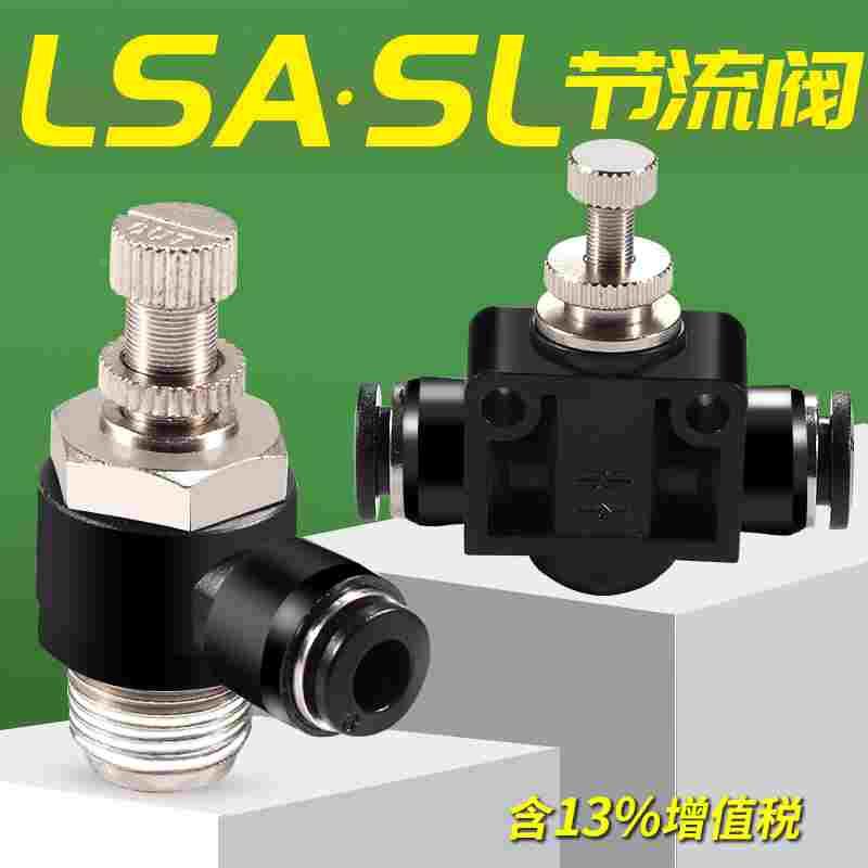 气动管道LSA10节流阀12气调速阀SL8-02动可调4-M5气管接头6mm