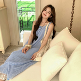 蓝色清纯甜美减龄吊带连衣裙女2025夏季新款爆款罩衫叠穿裙子套装，女装套装/套裙，浙宝095(原288A)