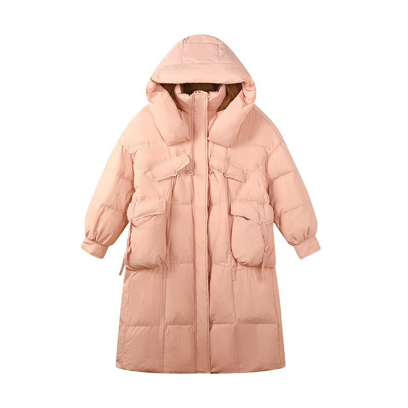 现货2023新款冬季中长款撞色连帽白鸭绒羽绒服095-952-P265K398,女装羽绒服,浙宝095(原288A)