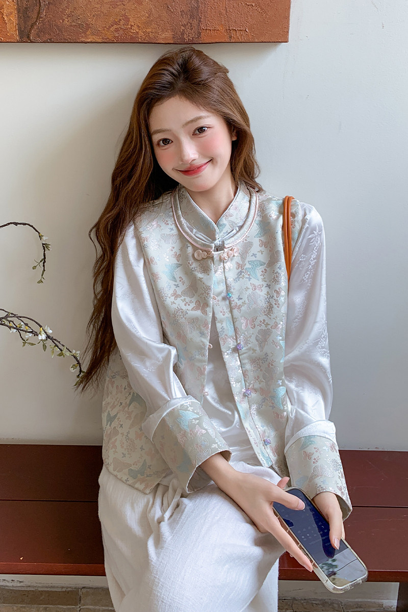 【现货】2025秋装新中式马甲小衫两件套095-8276-P165-K238,女装套装/套裙,浙宝095(原288A)