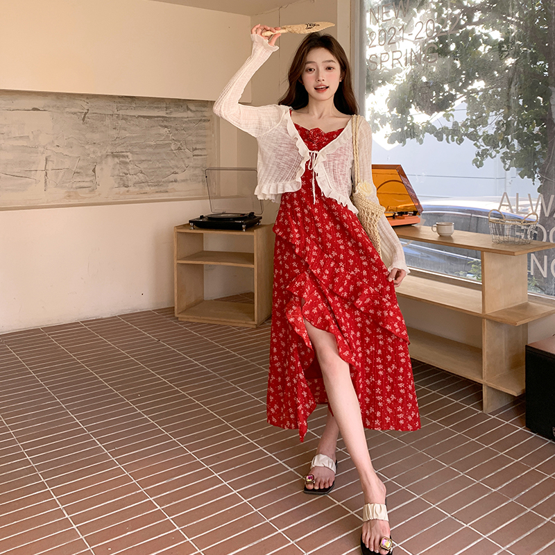 现货2025夏季新款小衫碎花吊带裙套装两件套095-8185-P155-K228，女装连衣裙，浙宝095(原288A)