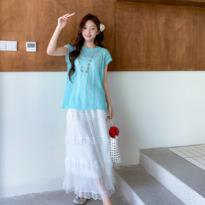 甜美镂空罩衫蕾丝花边半身裙套装女夏2025新款绝美俏皮爆款两件套图片