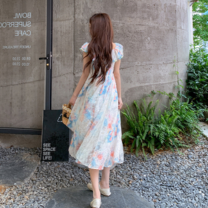 2025夏季花色提花蕾丝拼接法式连衣裙女韩系独特绝美巨好看长裙潮图片
