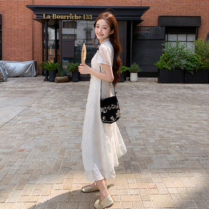 杨小卷 国风重工提花旗袍裙改良新中式连衣裙女收腰a字气质订婚裙图片
