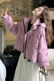 【现货】短款羽绒服女2024冬季韩系连帽面包服095-9160-P215-K328，女装羽绒服，浙宝095(原288A)