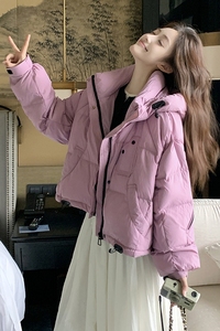 【现货】短款羽绒服女2024冬季韩系连帽面包服095-9160-P215-K328图片