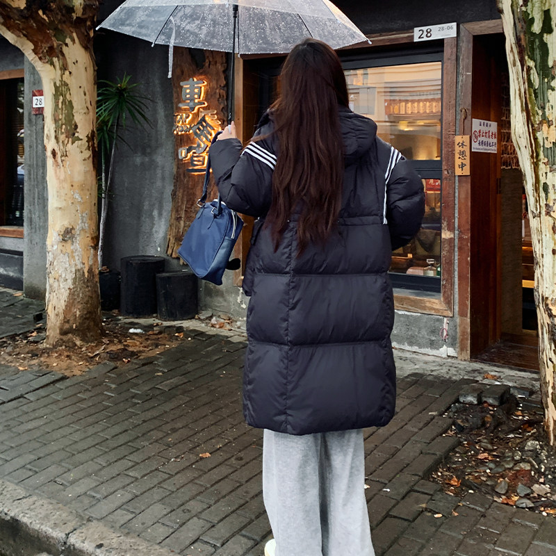 韩版学院风中长款白鸭绒外套女2025年冬季新款显瘦保暖加厚羽绒服,女装羽绒服,浙宝095(原288A)