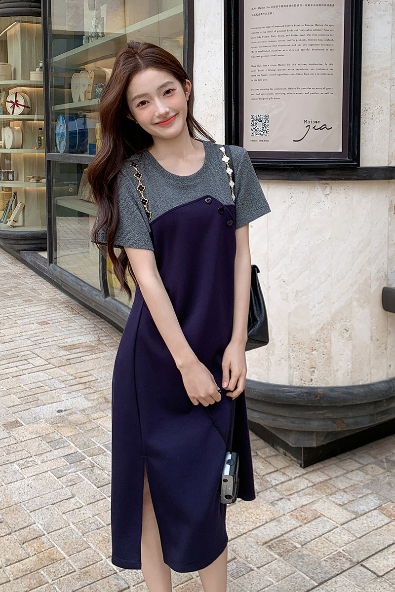 【已出货】2025夏装新款假两件针织连衣裙095-8190-P125-K188,女装连衣裙,浙宝095(原288A)
