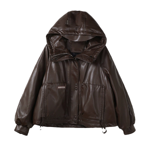 现货】2023冬季机车服pu皮夹克90白鸭绒羽绒服095-959-P265 K388图片