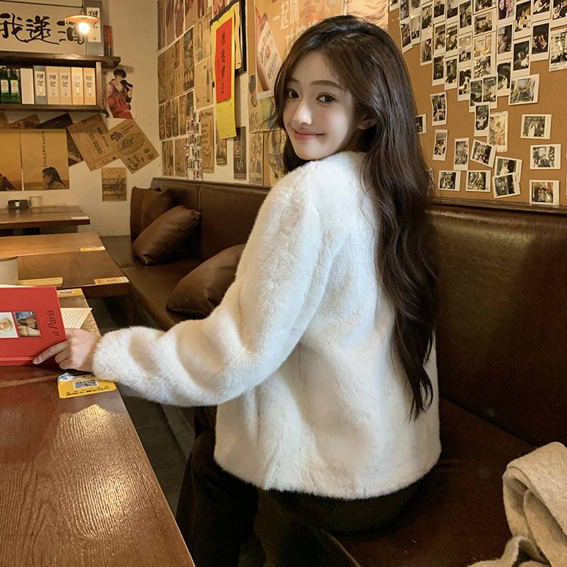 现货2024秋冬新款仿皮草短款皮毛一体毛绒外套095-9122-P135-K218,女装短外套,浙宝095(原288A)