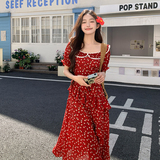 现货2025夏季新款花边娃娃领法式红色连衣裙095-8178-P135-198，女装连衣裙，浙宝095(原288A)