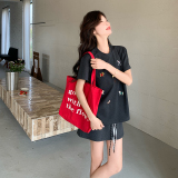 现货2025夏季新款刺绣撞色两件套短袖短裤套装095-8170-P135-K198，女装运动套装，浙宝095(原288A)