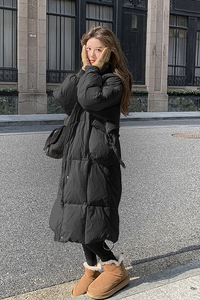 现货 2023新款冬季中长款撞色连帽白鸭绒羽绒服095-952-P265 K398图片