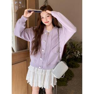 【9.23现货】2025秋装新款紫色棒球服短外套095-8270-P145-K218图片
