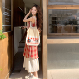 现货2025夏季新款红色格子吊带连衣裙095-8172-P120-K178，女装连衣裙，浙宝095(原288A)