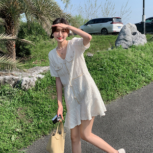重工小香风轻熟连衣裙2025新款女夏高级感宽松温柔甜美精致小裙子