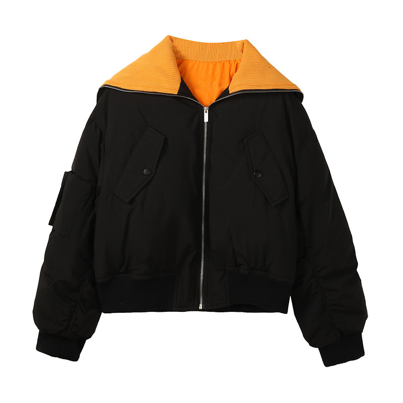 【主推现货】90白鸭绒撞色大翻领棒球羽绒服095-906-P285-K418,女装羽绒服,浙宝095(原288A)