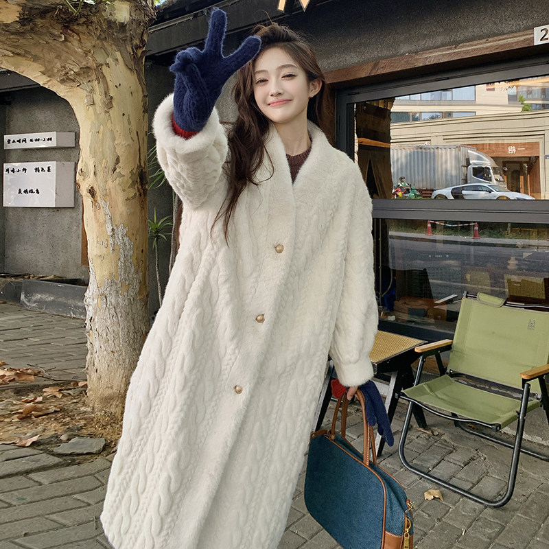 现货2024秋冬长款皮毛一体仿皮草毛绒大衣外套095-9127-P210-K318,女装皮草,浙宝095(原288A)
