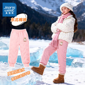 儿童一体绒加厚裤 子中大童冬季 加绒棉裤 真维斯童装 女童防水滑雪裤