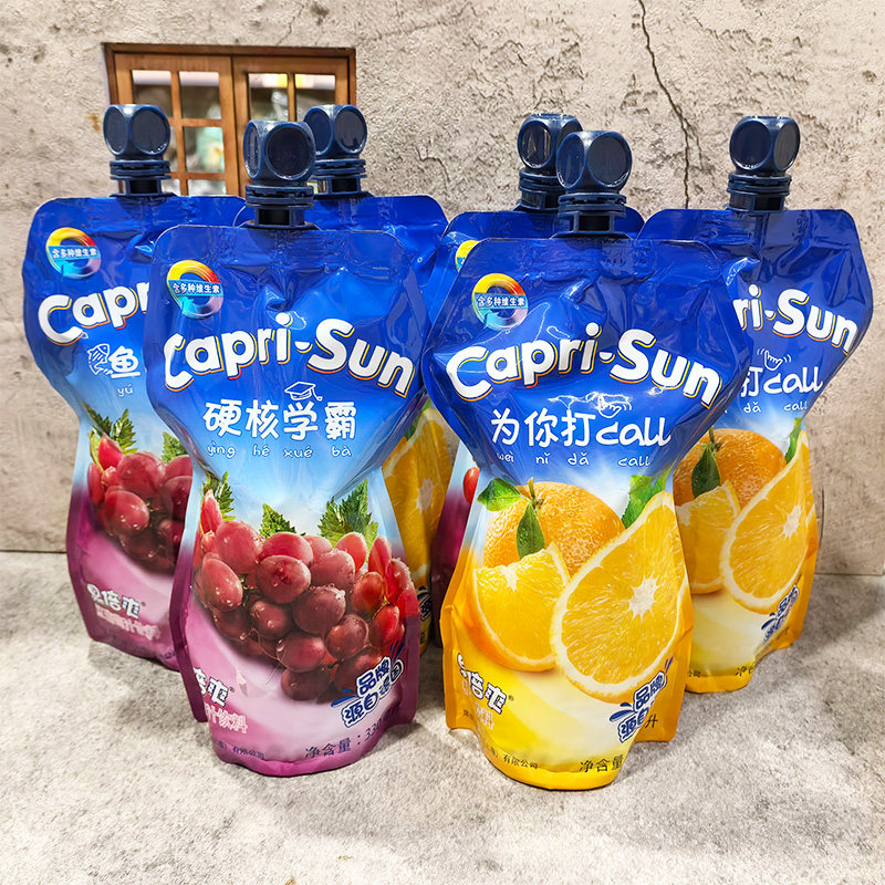 果倍爽红葡萄橙味果汁330ml*3袋装网红夏季饮品批发吸吸果味饮料