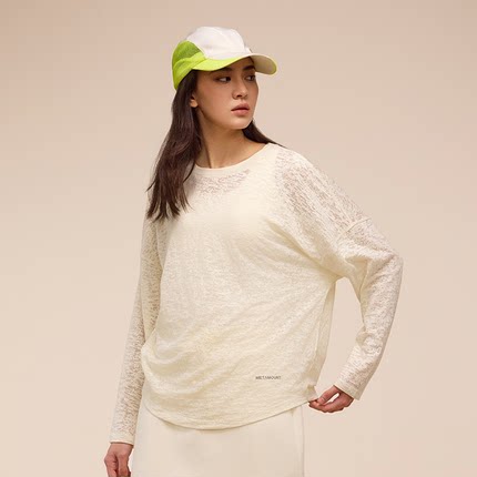 又见高山MetaMount CITY 经典复古烧花速干落肩长袖T恤25年春新品