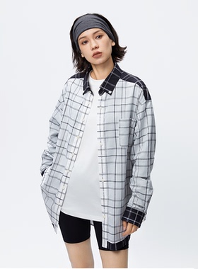 又见高山MetaMount NAT 棉解构大廓形黑白格衬衫通勤夏季新款