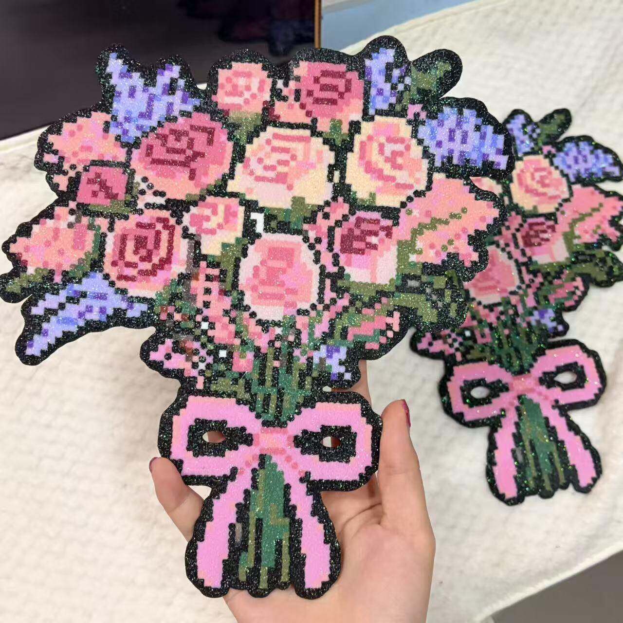 【永不枯萎的玫瑰花】拼豆花束成品格丽特烫永生花七夕礼物送女友