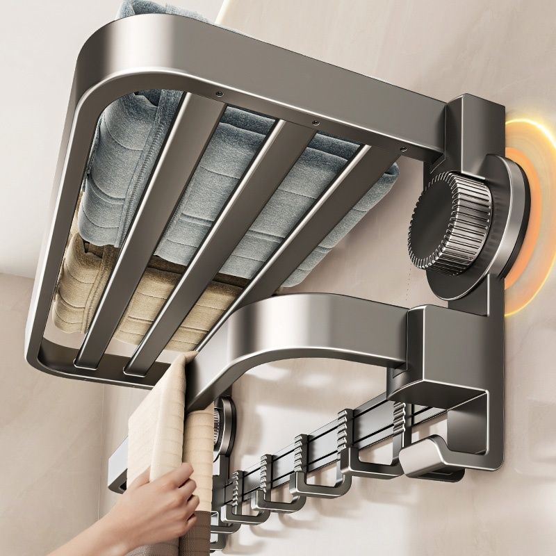 强力吸盘毛巾架免打孔卫生间置物架浴室挂杆一体放置架厕所浴巾架