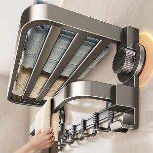 强力吸盘毛巾架免打孔卫生间置物架浴室挂杆一体放置架厕所浴巾架