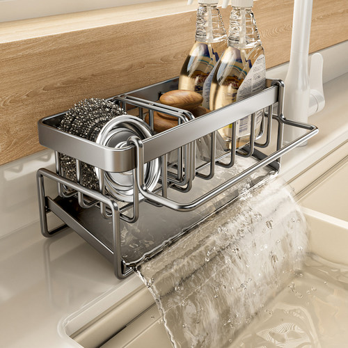 304不锈钢厨房沥水架置物架水龙头水池篮水槽用品洗碗收纳抹布架