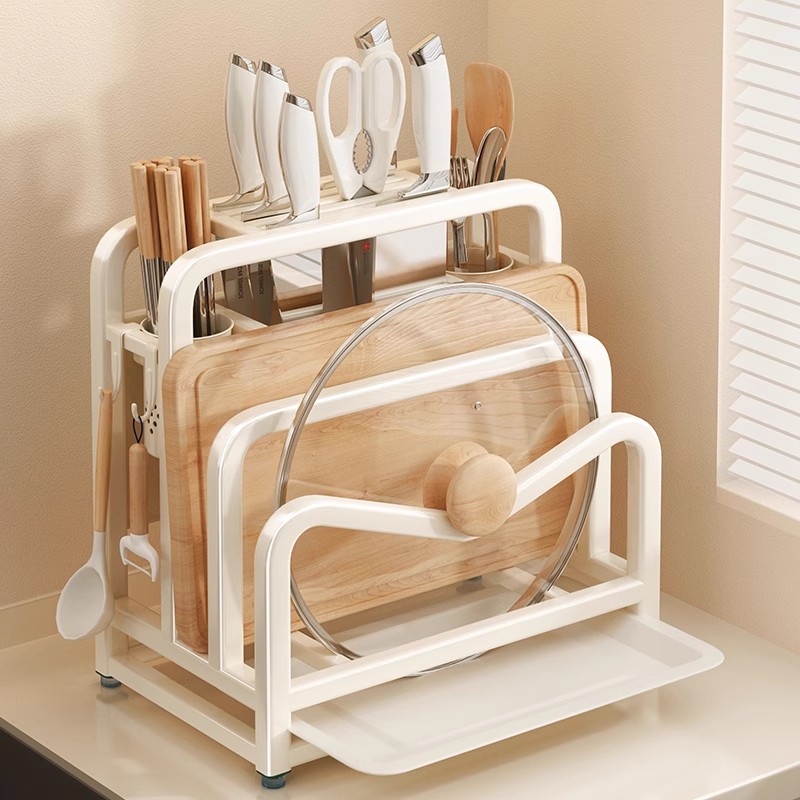 304不锈钢厨房刀架菜板置物架2025新款多功能刀具筷笼一体收纳架