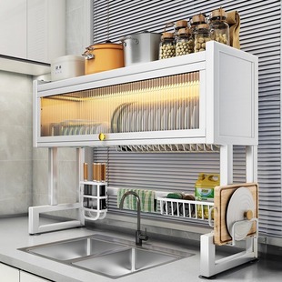厨房水槽置物架洗碗槽防尘碗柜水池碗碟收纳台面多功能沥水置物架
