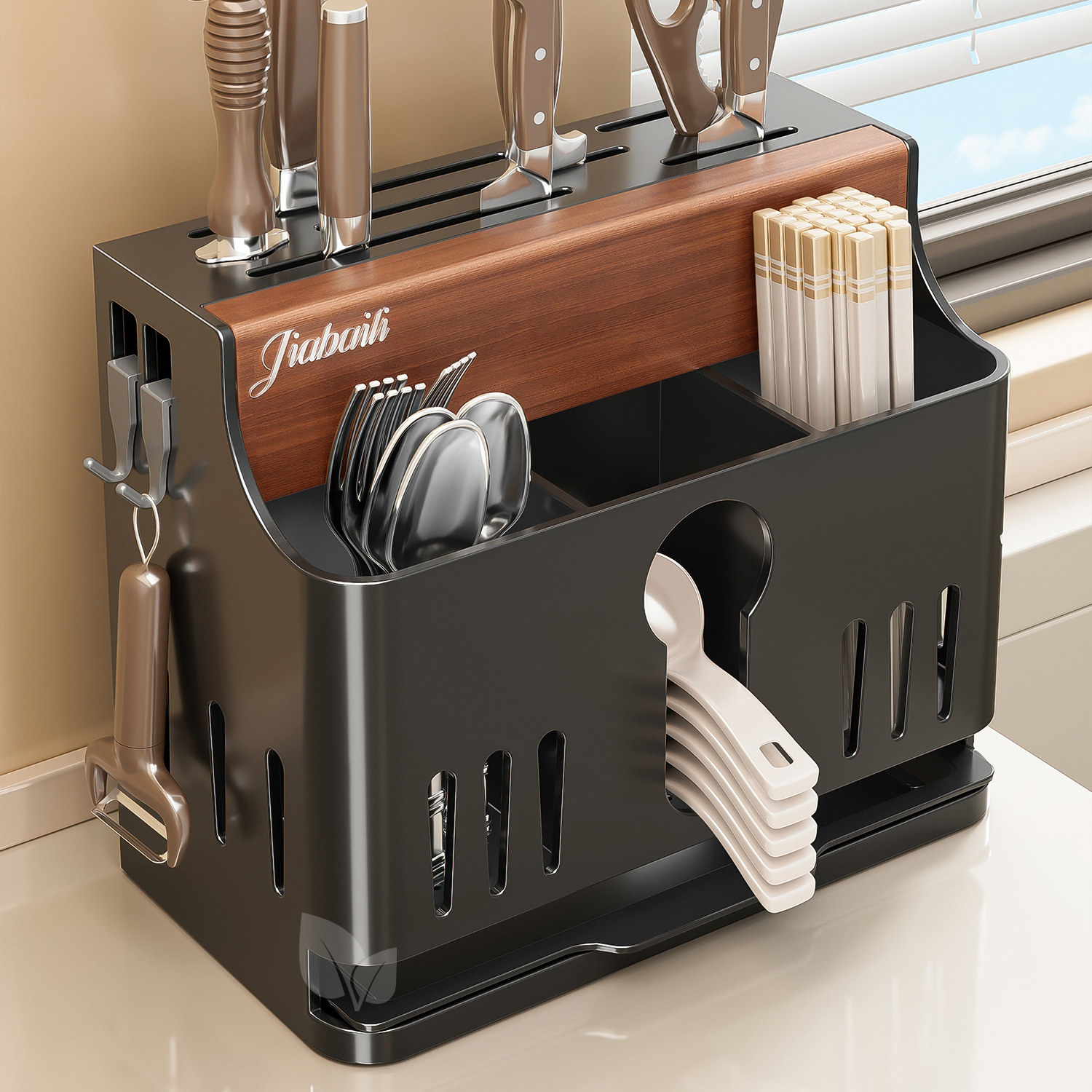 不锈钢刀架置物架厨房新款台面壁挂款中古菜刀筷子一体刀具收纳架,厨房/烹饪用具,刀架,淘宝优惠券,粉丝福利购,淘宝优惠卷