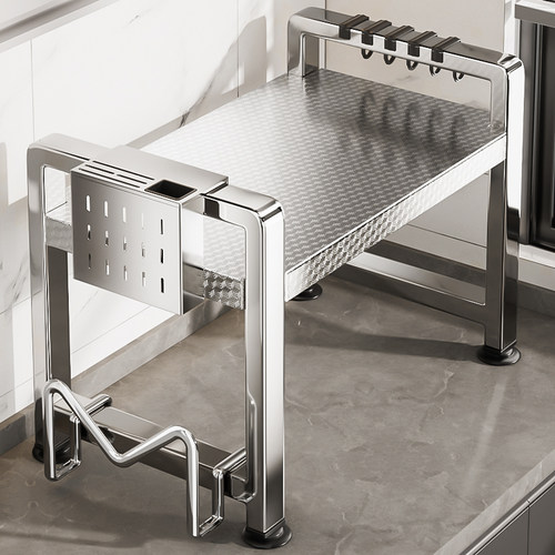 不锈钢厨房微波炉架子置物架多功能家用台面烤箱电器伸缩收纳支架