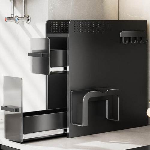 厨房置物架多功能侧面抽拉式抽屉柜极窄边调味品收纳盒台面调料架