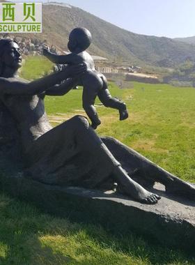 热销铜母子小品人物雕塑亲情主题景观摆件精品铸造