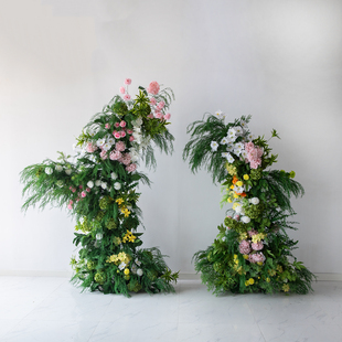 莫奈风格 饰摄影背景民宿花园布置仿真花 田园仿真花艺木制拱门装