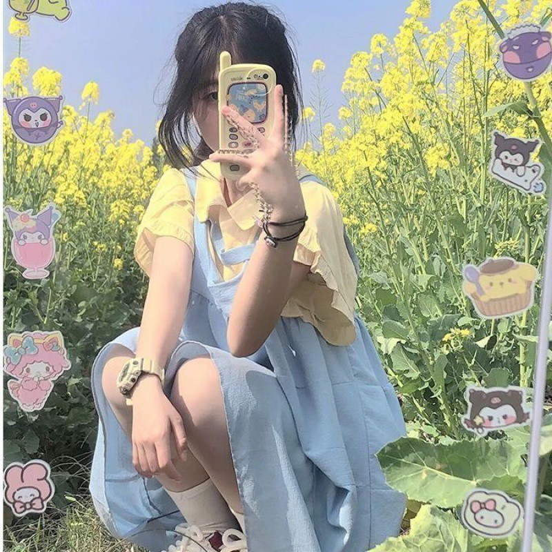 学院风小个子连衣裙新背带裙温柔甜美娃娃领衬衫小众设计感