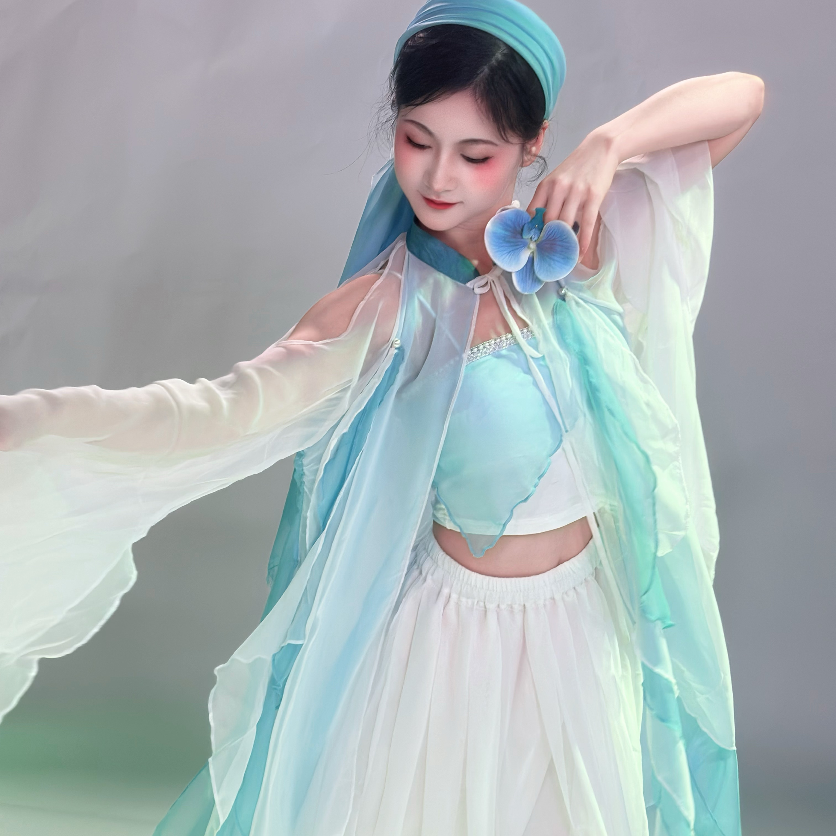 悠然梦璐古典舞服装宽松飘逸外披纱衣练功服新中式国风舞台演出服