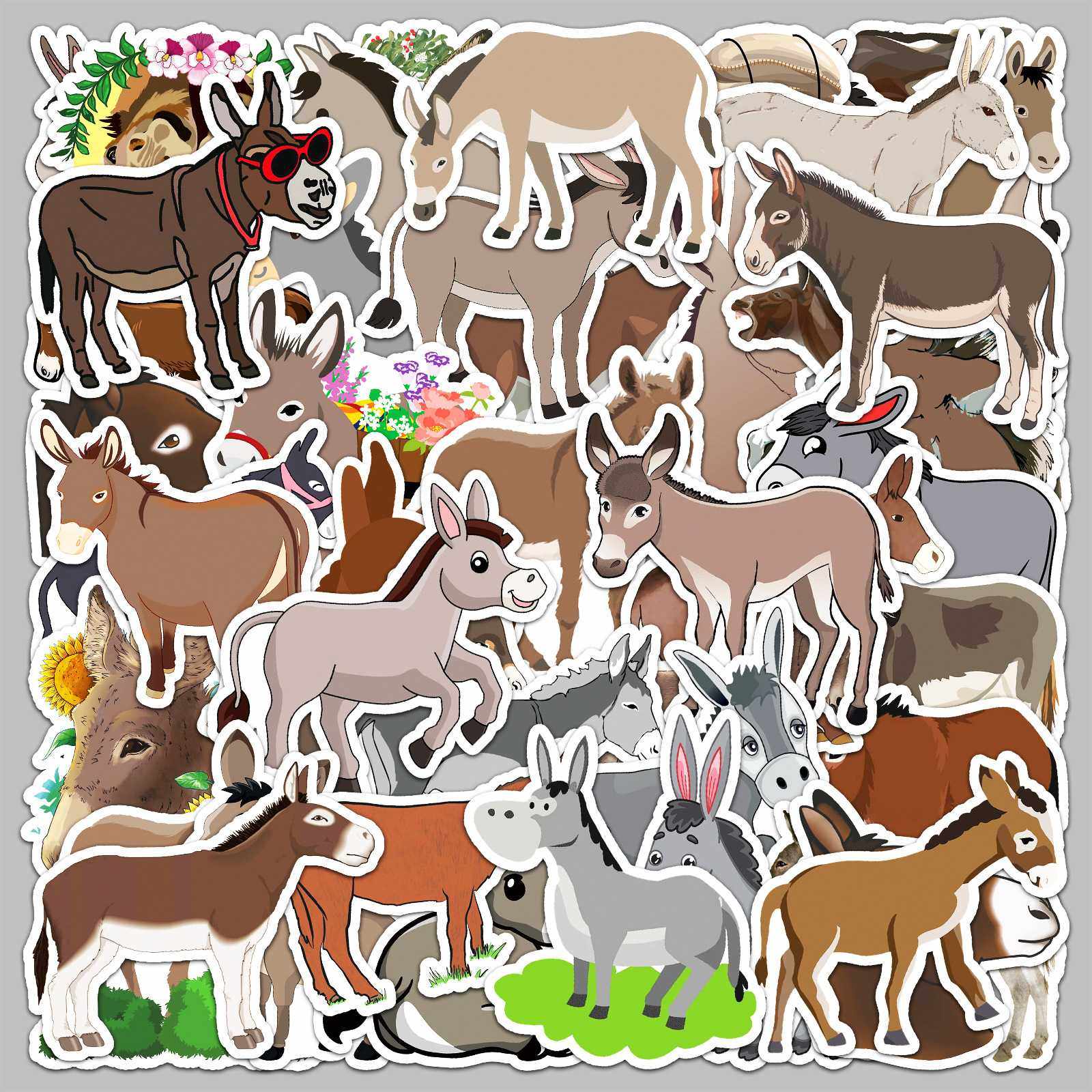 新款直销50张驴卡通动物可爱儿童贴纸行李箱笔记本手账本咕卡素材,3C数码配件,笔记本个性小贴纸,淘宝优惠券,粉丝福利购,淘宝优惠卷