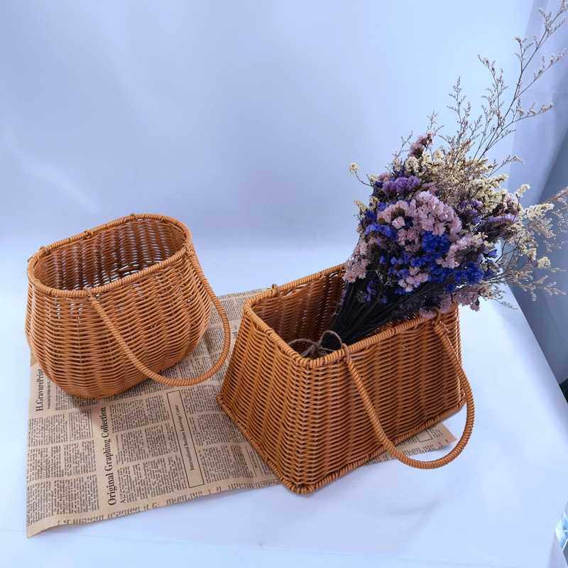 新款直销仿藤手提篮子手工藤编花篮复古伴手礼柳编整理收纳篮草编,节庆用品/礼品,伴手礼,淘宝优惠券,粉丝福利购,淘宝优惠卷