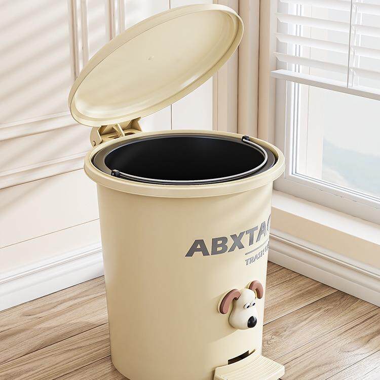 新款直销奶油风脚踏垃圾桶简约卧室PP轻奢高级感中大容量垃圾收纳