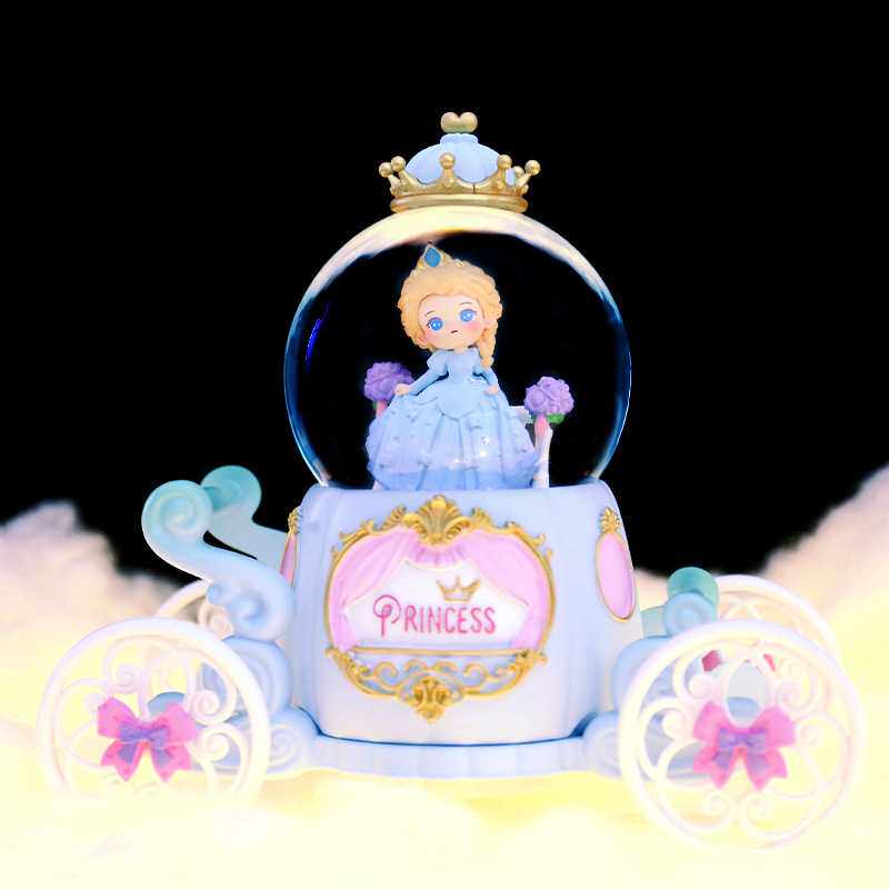 新款直销女生儿童节礼物少女心梦幻公主驾到马车水晶球八音盒摆件