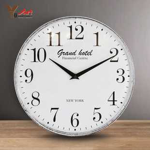 新款直销创意铁艺挂钟简约白底罗马数字钟表客厅电子时钟石英钟壁