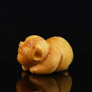 新款直销小叶黄杨木雕丰衣足食猪摆件 生日礼物家居汽车摆饰8