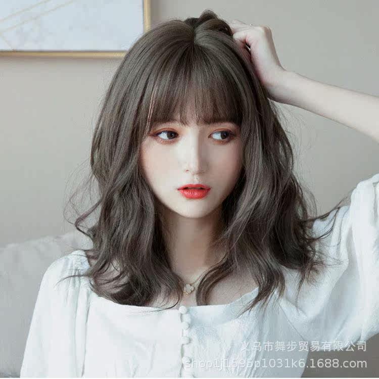 新款直销日韩跨境电商假发女长发片韩版时尚蓬松青灰亚麻色长卷发
