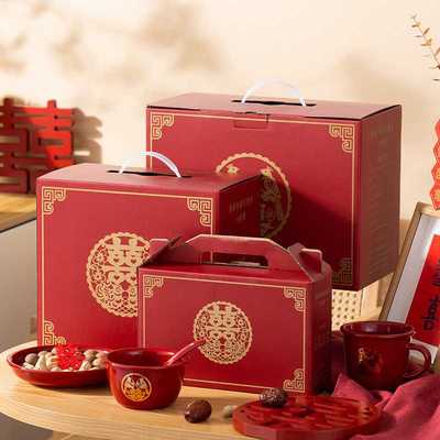 新款直销礼盒新婚餐具套装复古喜字陪嫁陶瓷碗碗筷伴手礼结婚礼物