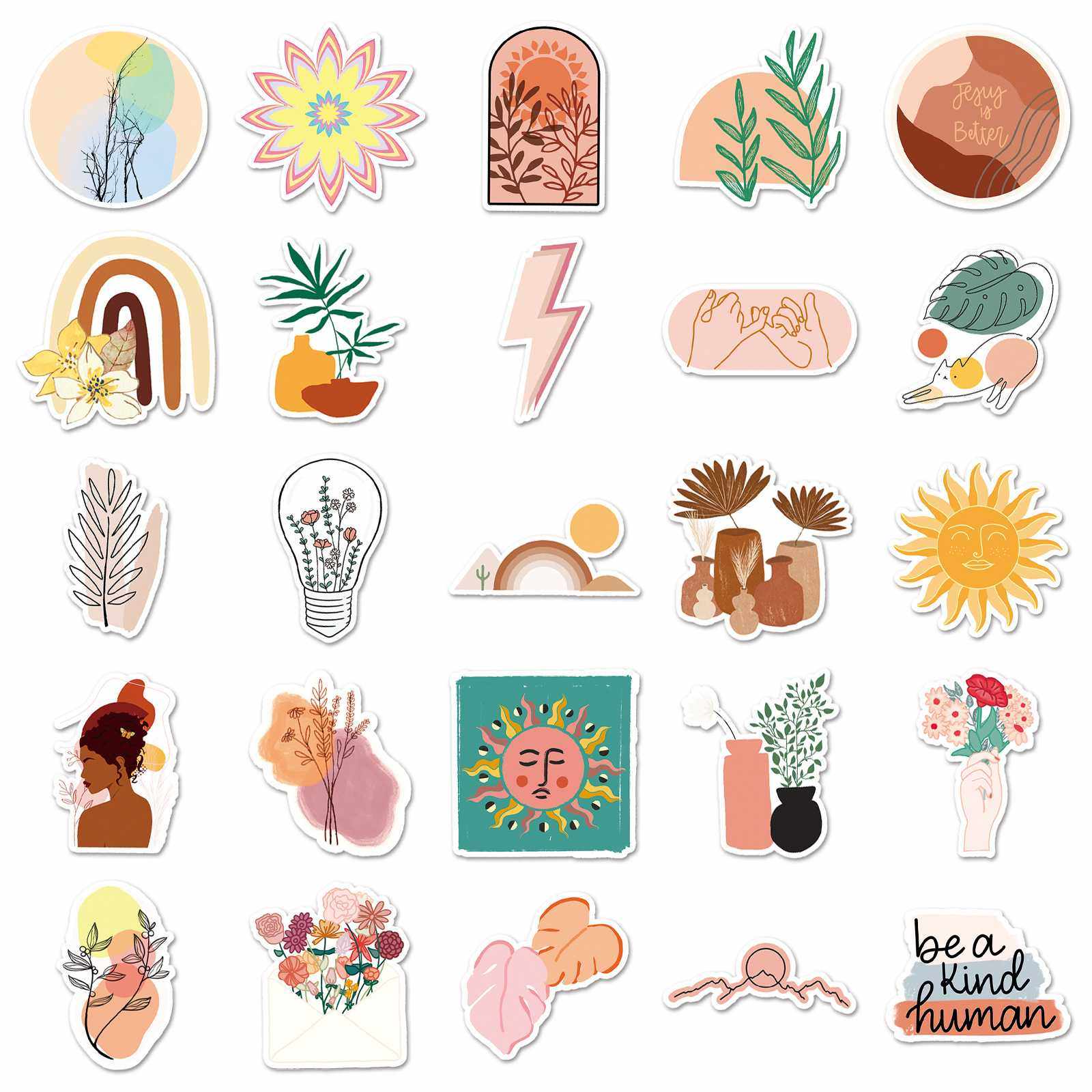 新款直销100张卡通ins波西米亚炫酷DIY装饰贴纸行李箱滑板车冰箱,3C数码配件,笔记本个性小贴纸,淘宝优惠券,粉丝福利购,淘宝优惠卷