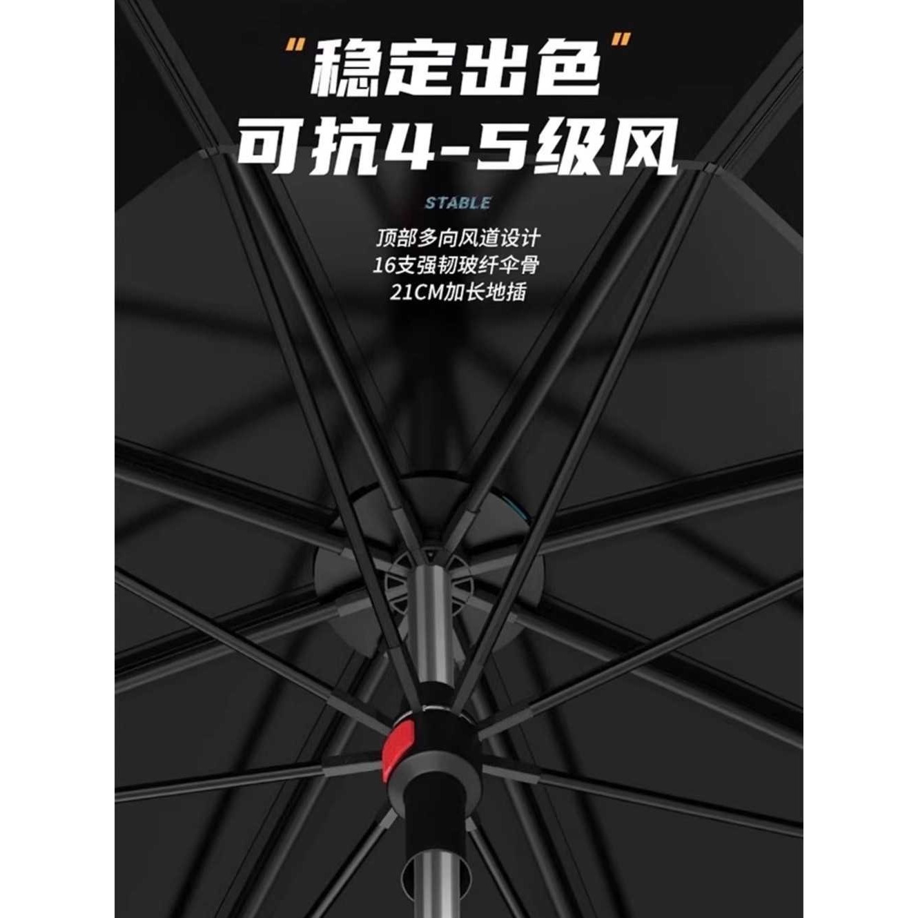 新款直销钓伞2024新款钓鱼伞双层加厚黑胶防晒抗风防暴雨伞折叠垂